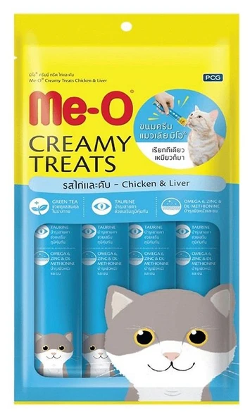 Me-O Creamy Treats Tavuk ve Ciğerli Kedi Ödül Maması 15 gr x 4 ürün görseli 1