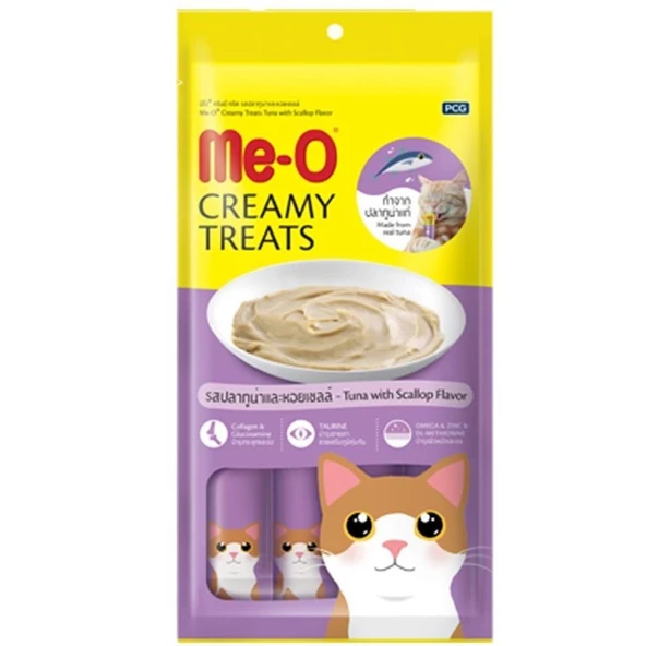 Me-O Creamy Treats Ton Balığı Ve Deniz Tarağı Kedi Ödül Maması 15 gr x 4 ürün görseli 1