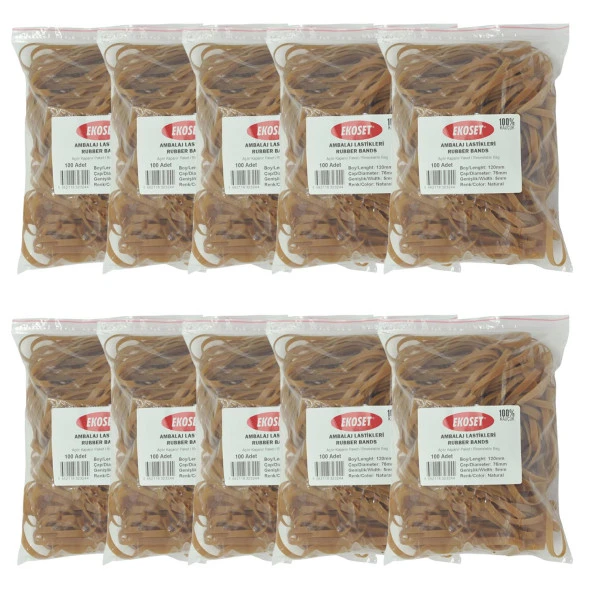 Ekoset 120x5mm Geniş Kauçuk Paket Ambalaj Kasa Lastiği 1.000 Adet ürün görseli 1