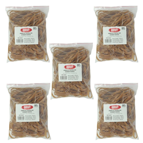 Ekoset 120x5mm Geniş Kauçuk Paket Ambalaj Kasa Lastiği 500 Adet ürün görseli 1