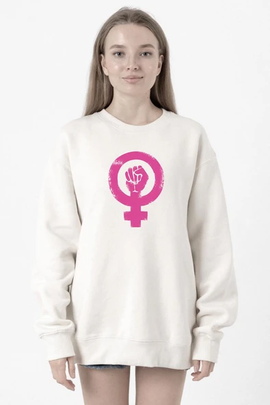 Vintage Purple Venus Symbol Hand Beyaz Kadın 2ip Sweatshirt ürün görseli 1