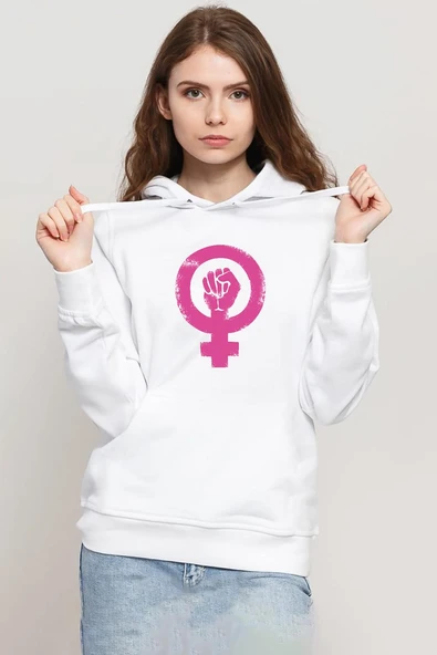 Vintage Purple Venus Symbol Hand Beyaz Kadın 3ip Kapşonlu Sweatshirt ürün görseli 1