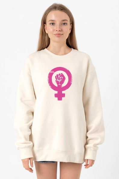 Vintage Purple Venus Symbol Hand Ekru Kadın 2ip Sweatshirt ürün görseli 1