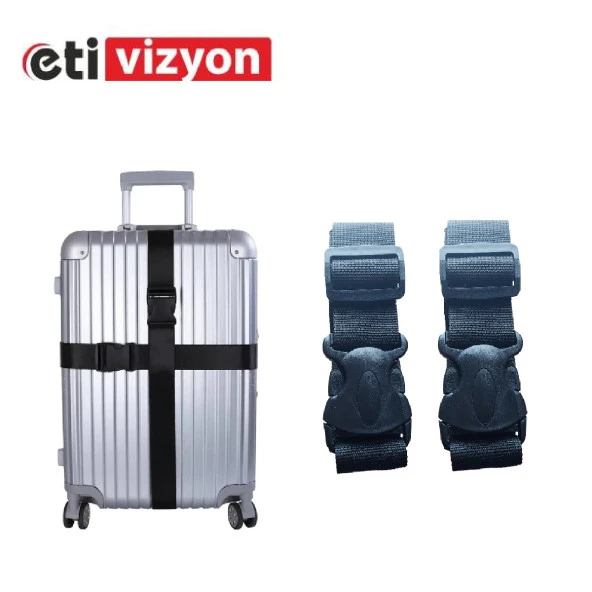 Etivizyon Valiz Bavul Emniyet Kemeri 2 Adet SİYAH ürün görseli 1