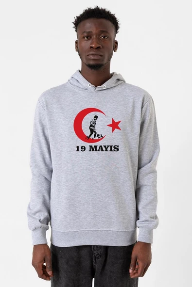 19 Mayıs Ata Grimelanj Erkek Kapşonlu 3ip Sweatshirt ürün görseli 1