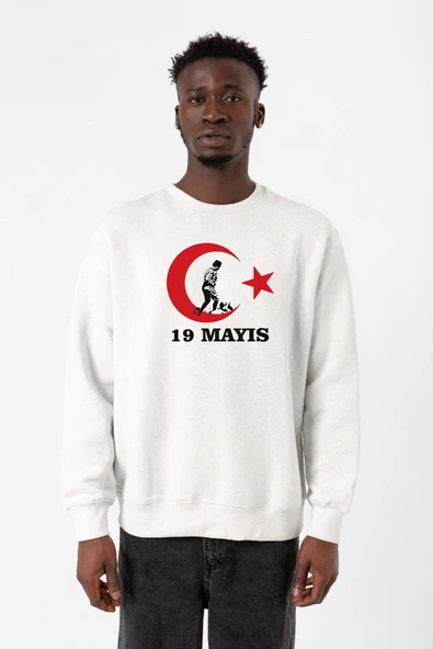 19 Mayıs Ata Beyaz Erkek 2ip Sweatshirt ürün görseli 1