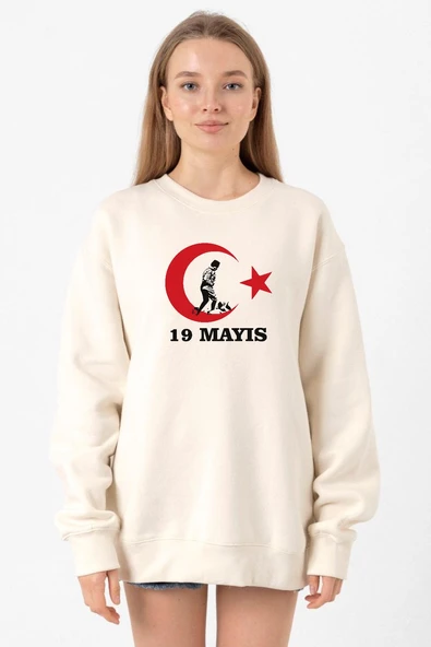 19 Mayıs Ata Ekru Kadın 2ip Sweatshirt ürün görseli 1