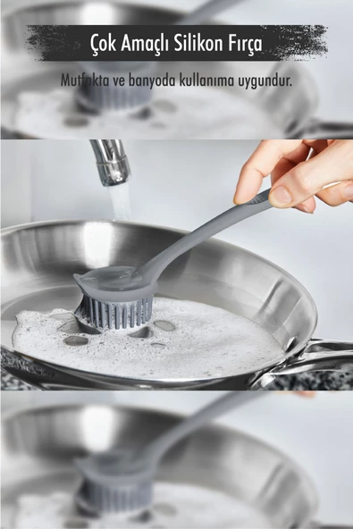 Çok Amaçlı Silikon Bulaşık Yıkama & Lavabo Temizleme & Mutfak Tezgahı Temizleme Fırçası ürün görseli 1