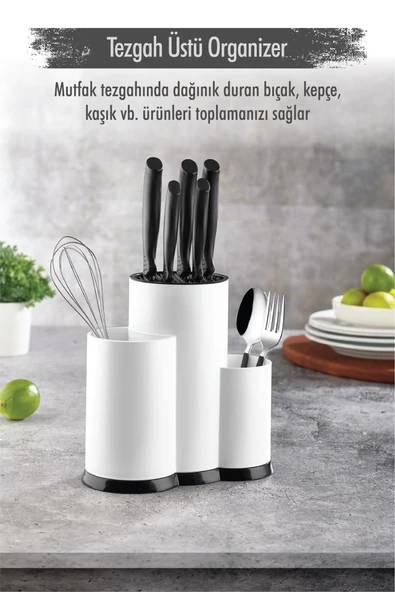 Tezgah Üstü Beyaz Kaşıklık & Bıçaklık & Kepçelik & Organizer ürün görseli 1