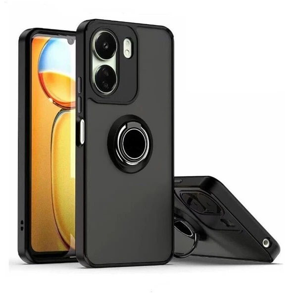 Gpack Xiaomi Redmi 13C Kılıf Montreal Yüzüklü Mıknatıslı Kamera Korumalı Silikon ürün görseli 1