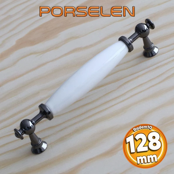 Gerçek Porselen Füme Beyaz 128 Mm Kulp Mobilya Çekmece Mutfak Kulpları Kulbu Dolabı Dolap Kulpu ürün görseli 1