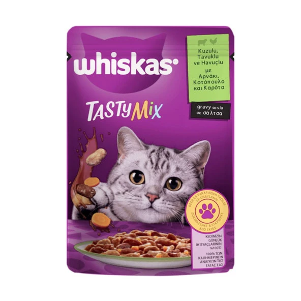 Whiskas TastyMix Kuzu Tavuk Havuç Gravy Yaş Mama 85 Gr ürün görseli 1