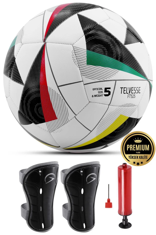 3lü SET Futbol Topu Tekmelikli 2024 Avrupa Pompalı Sert Zemin Halı Saha Futbol Topu No:5 FT515 ürün görseli 1