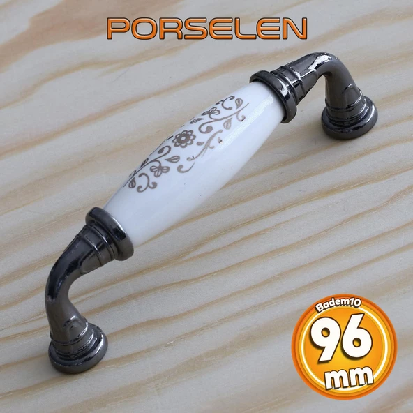 Gerçek Porselen Beyaz Füme 96 Mm Mobilya Mutfak Kulpları Dolap Dolabı Kapak Kulpu Çekmece Kulbu ürün görseli 1