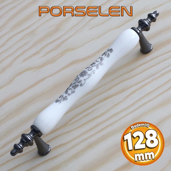 Gerçek Porselen Beyaz Füme 128 Mm Kulp Mobilya Çekmece Mutfak Kulpları Kulpu Kulbu Dolabı Dolap ürün görseli 1