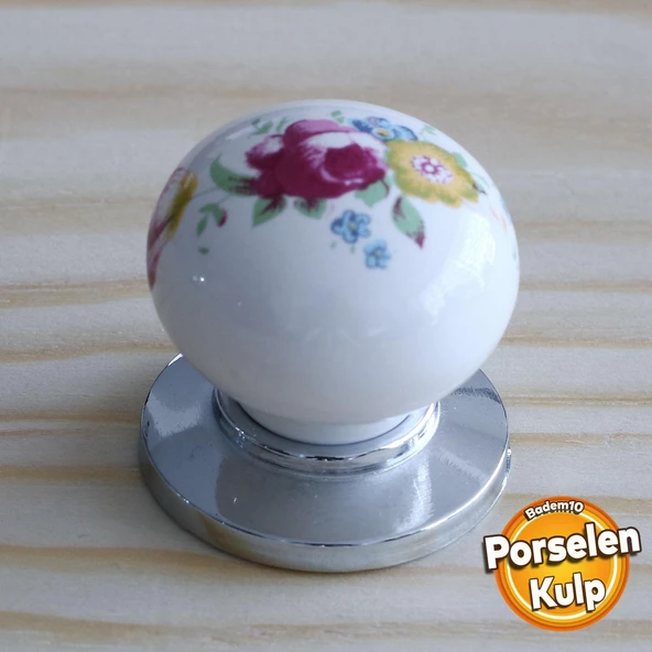 Gerçek Porselen Kulp Çiçekli Düğme Mobilya Mutfak Dolabı Kapak Kulpu Kulbu Çekmece Dolap Kulpları ürün görseli 1