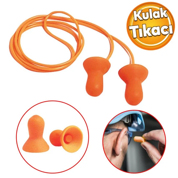 Kulak Tıkacı 26 Db Yıkanabilir İpli Tıkaç Gürültü Ses Önleyici Yüzme Su Kaçma Kulak Koruyucu ürün görseli 1