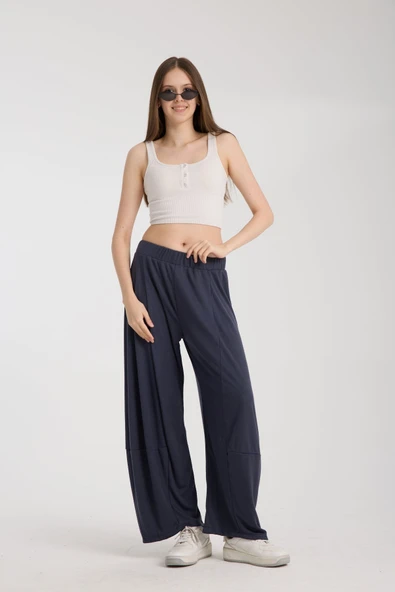 Premium Relax Pantolon, Yüksek Bel Lastikli Rahat Şalvar Pantolon ürün görseli 1