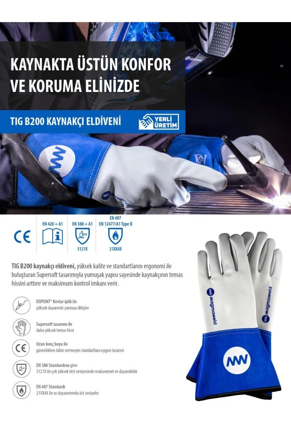 Magmaweld TIG B200 Kaynak Eldiveni No:8 - Resim 4