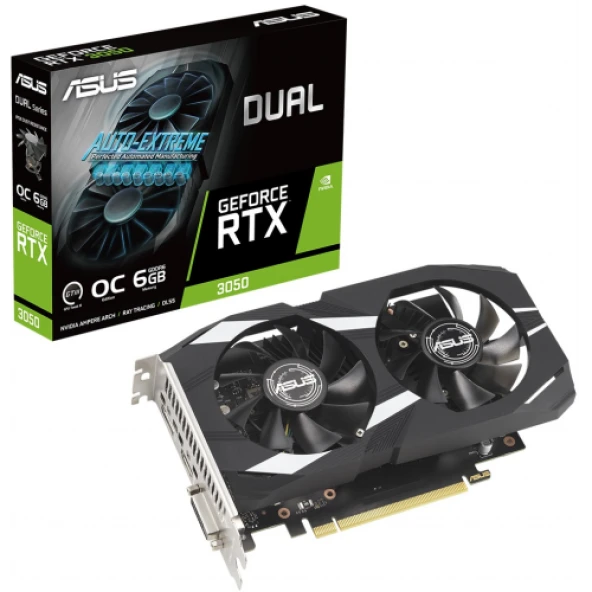 ASUS DUAL-RTX3050-O6G  6GB, GDDR6, 96Bit, 1xHDMI, 1xDP, 1xDVI GAMING Ekran Karti ürün görseli 1