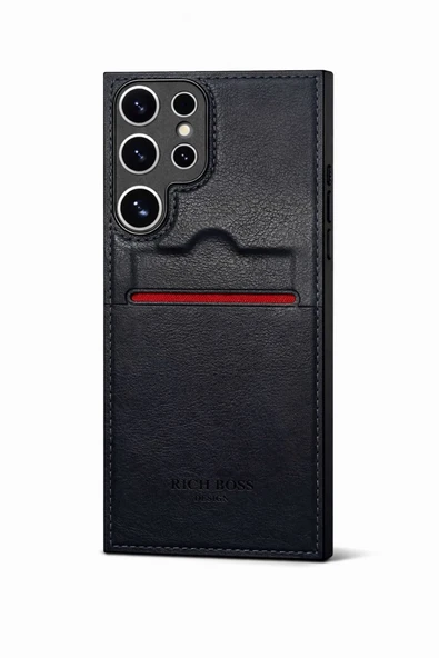 Samsung Galaxy S24 Ultra Kartlıklı Rich Boss Lüx Deri Kılıf Lacivert ürün görseli 1