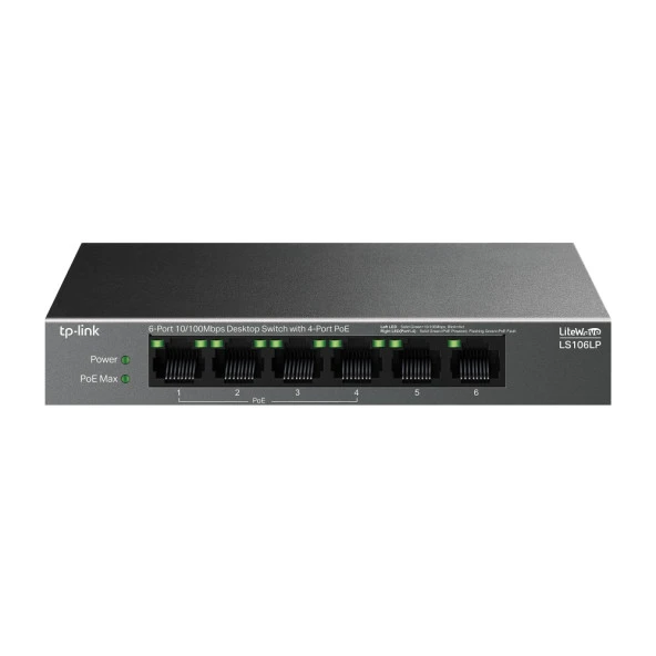 Tp-Link LS106LP 6 Port 10-100 Mbps 4 Port Poe+ 10-100 Mbps Switch Metal Kasa ürün görseli 1