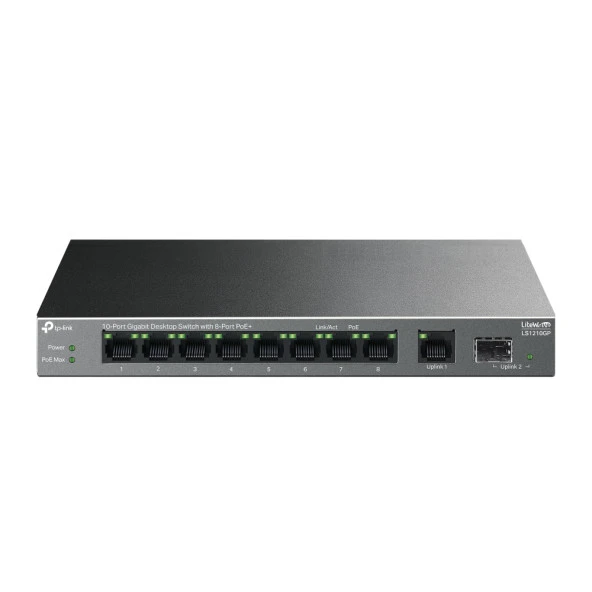 Tp-Link LS1210GP 8 Port Poe+ 10-100-1000 Mbps + 1 Port SFP Switch Metal Kasa ürün görseli 1