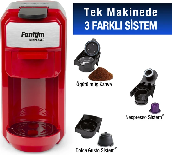 Fantom Mixpresso KS 1450 Kırmızı Kapsül Kahve Makinesi ürün görseli 1