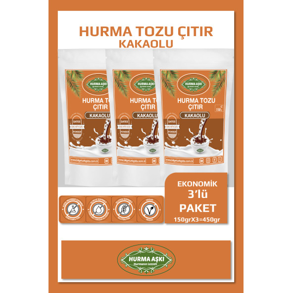 Hurma Aşkı Hurma Tozu Çıtır Kakaolu 3X150 GR ürün görseli 1