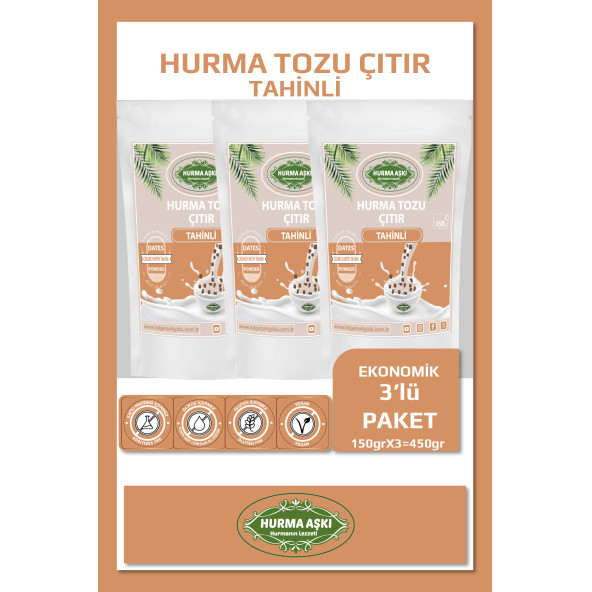 Hurma Aşkı Hurma Tozu Çıtır Tahinli 3X150 Gr ürün görseli 1