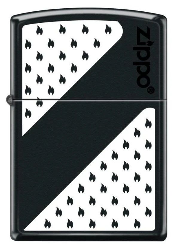 Zippo Black And White Dizayn Çakmak - Siyah Beyaz ürün görseli 1