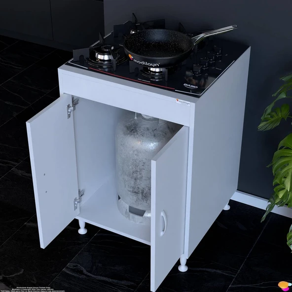 Modilayn Aymen 60 cm Gömme Ocak Uyumlu Tüp Bölmeli Mutfak Dolabı -  Tüp Gizleme Ünitesi (60x85x56)cm ürün görseli 1