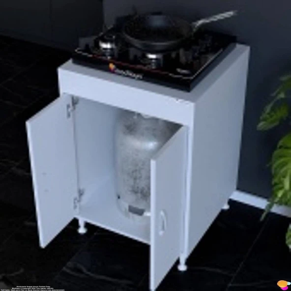 Modilayn Aymen 60 cm Tüp Bölmeli Set Üstü Ocak Altı Dolabı - Mutfak Tüp Gizleme Modülü ürün görseli 1