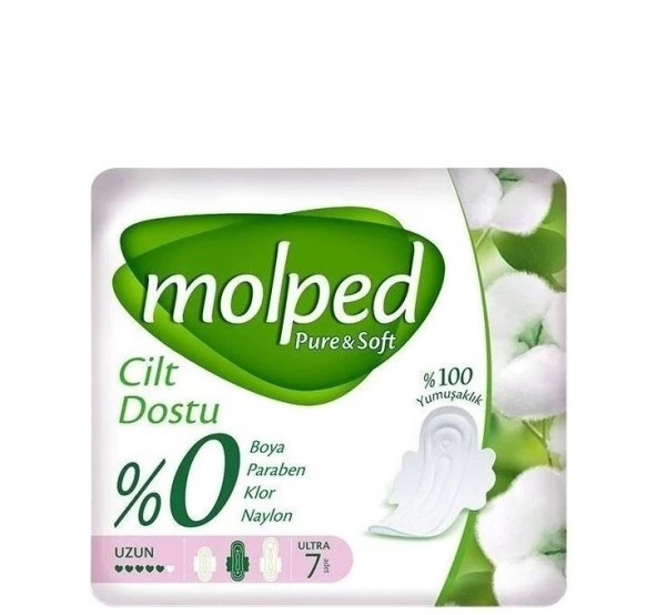 Molped Pure & Soft Cilt Dostu Organik Pamuk Uzun Ultra 7 Adet ürün görseli 1