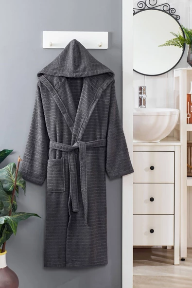 Kapüşonlu Unisex Banyo Bornozu Soft Pamuklu ürün görseli 1