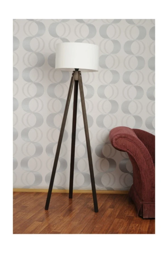 Homedit 3 Ayaklı Tripod Lambader Abajur Kumaş Başlık---beyaz-c ürün görseli 1
