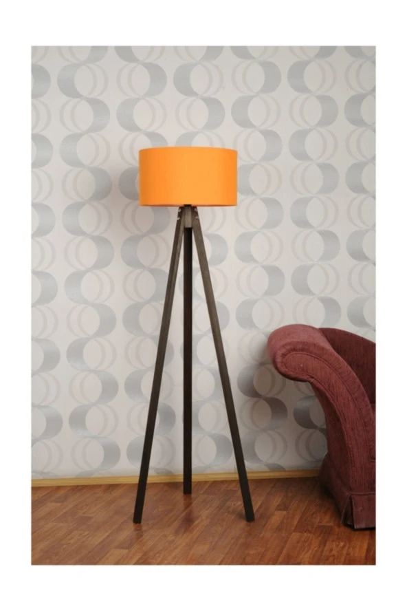 Homedit 3 Ayaklı Tripod Lambader Abajur Kumaş Başlık---turuncu-c ürün görseli 1