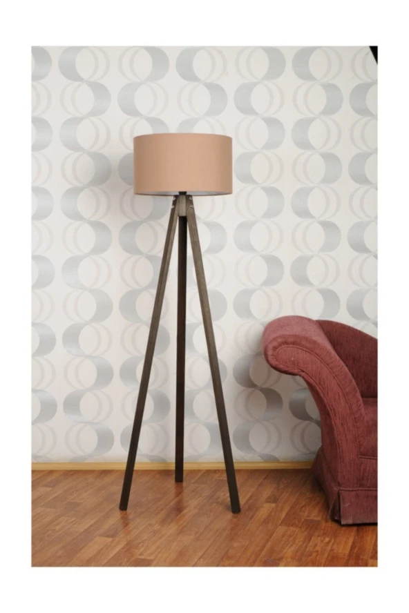 Homedit 3 Ayaklı Tripod Lambader Abajur Kumaş Başlık---cappucino-c ürün görseli 1