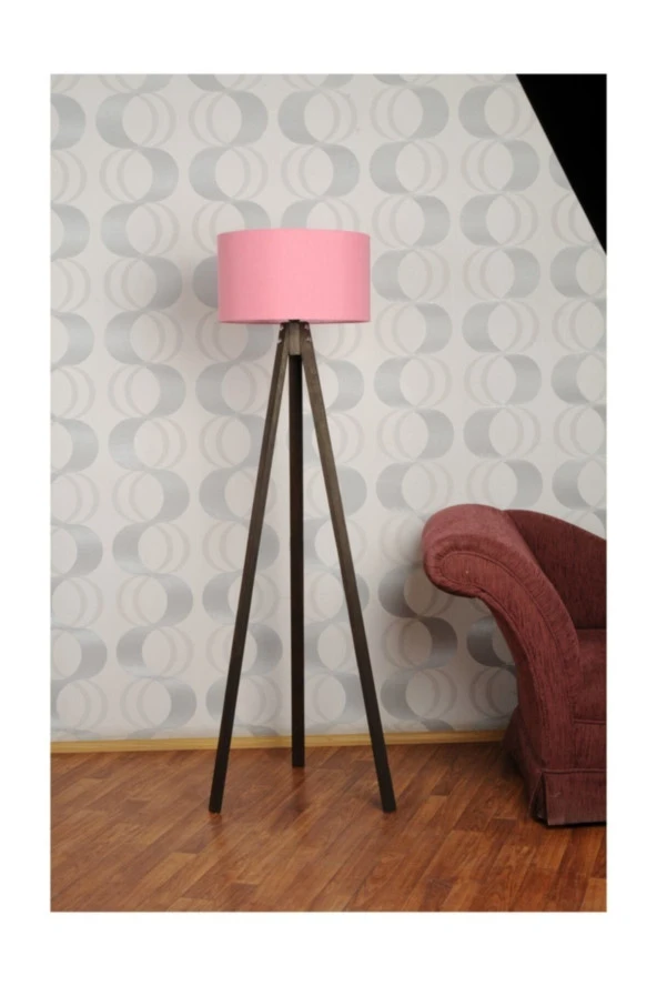 Homedit 3 Ayaklı Tripod Lambader Abajur Kumaş Başlık---pembe-c ürün görseli 1