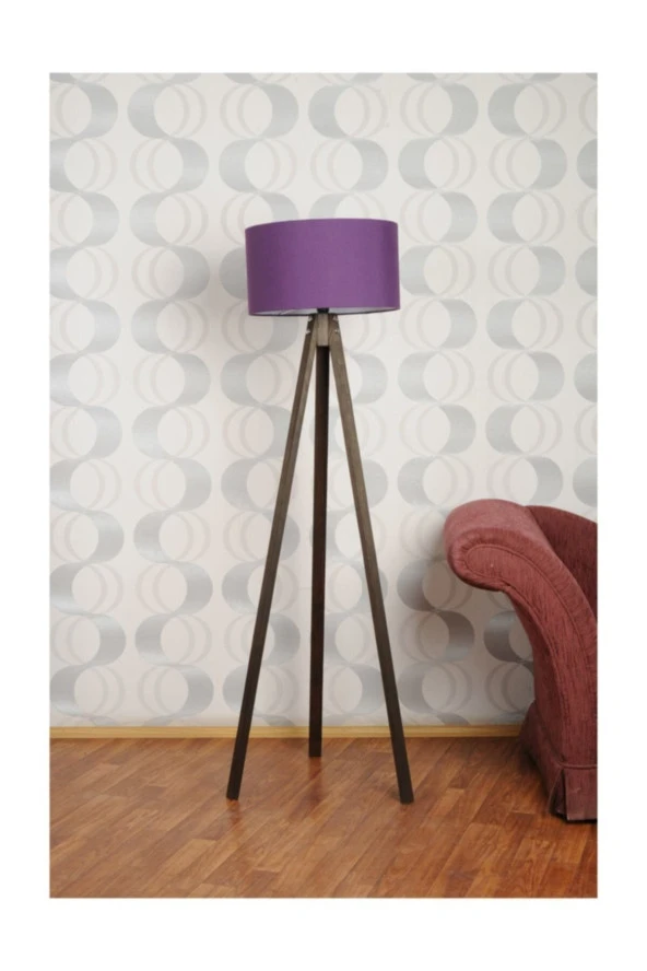 Homedit 3 Ayaklı Tripod Lambader Abajur Kumaş Başlık---mürdüm-c ürün görseli 1