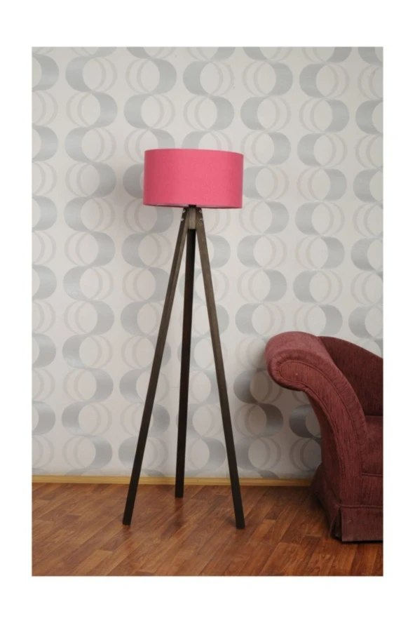 Homedit 3 Ayaklı Tripod Lambader Abajur Kumaş Başlık---fuşya-c ürün görseli 1