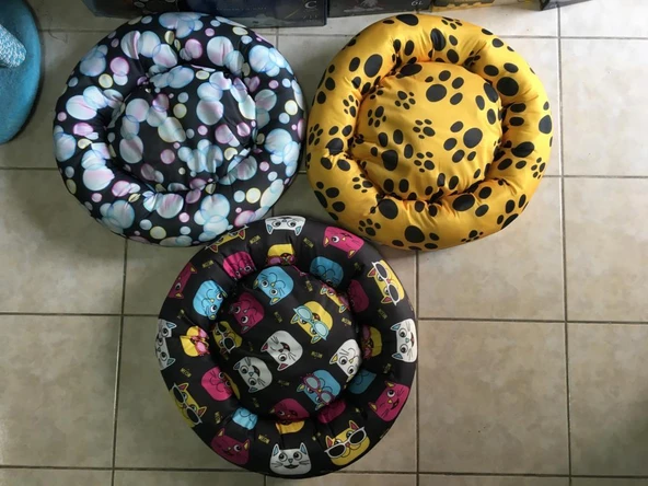 Has Kedi Köpek Simit Kumaş Yatak Karışık Renkli 50 cm ürün görseli 1