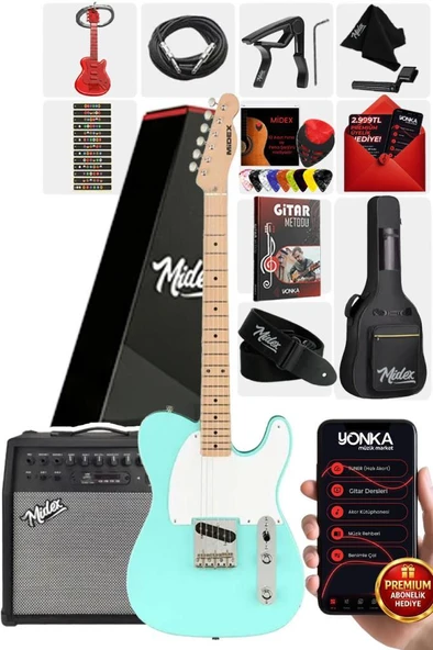 Midex TLX-50GR-50AMP Tele Kasa Maple Klavye 2 Single-Coil 50W Amfili Elektro Gitar ürün görseli 1