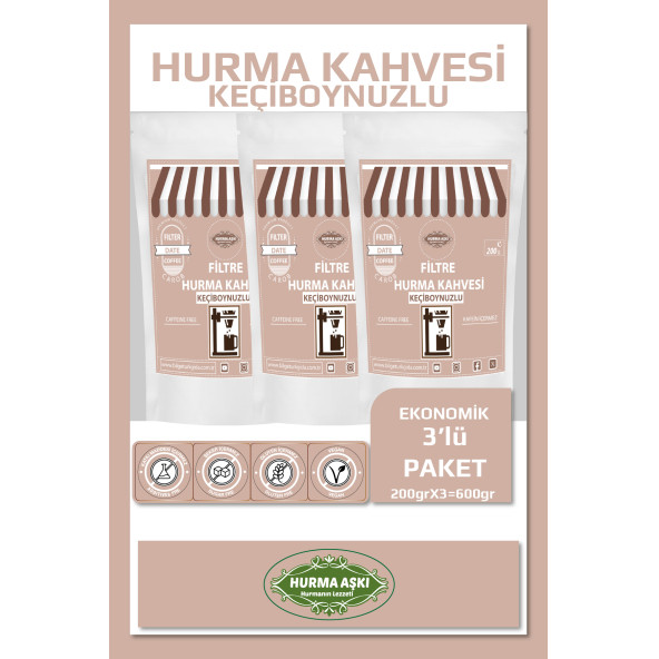 Hurma Aşkı Filtre Hurma Kahvesi Keçiboynuzlu 3X200 Gr ürün görseli 1