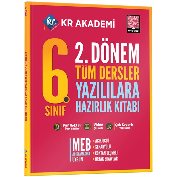 6. Sınıf 2. Dönem Tüm Dersler Yazılılara Hazırlık Kitabı KR Akademi Yayınları ürün görseli 1