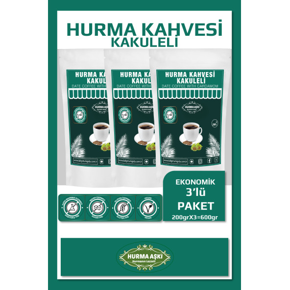 Hurma Aşkı Hurma Kahvesi Kakuleli 3X200 Gr ürün görseli 1
