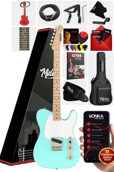Midex TLX-50GR Tele Kasa Maple Klavye 2 Single-Coil Manyetik Elektro Gitar ürün görseli 1