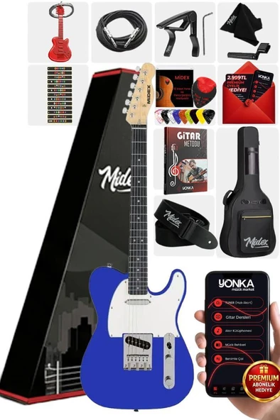 Midex TLX-50BL Tele Kasa Maple Klavye 2 Single-Coil Manyetik Elektro Gitar ürün görseli 1