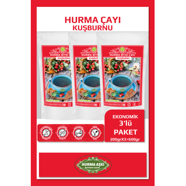 Hurma Aşkı Hurma Çayı Kuşburnu 3X200 Gr ürün görseli 1