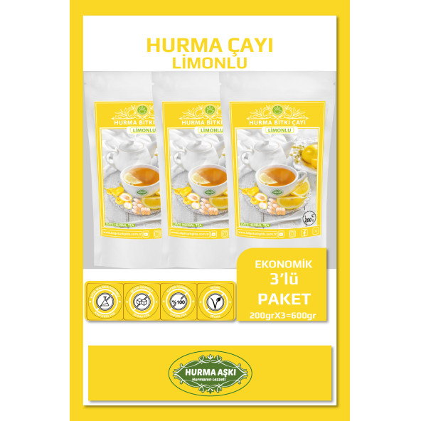 Hurma Aşkı Hurma Çayı Limonlu 3X200 Gr ürün görseli 1